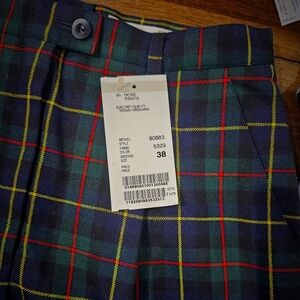 ESCADA Margaretha Ley NWT Red and Blue Dress Pants with Elegant Tartan Design 38